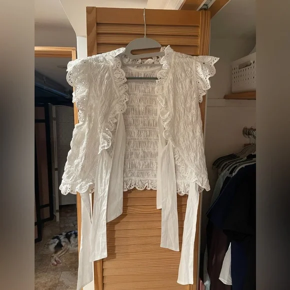 Sezane Liorane Blouse Ecru - Size 4 - Picture 2 of 8